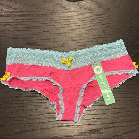 NWT E Honeydew Women’s Small Bra and Panty Coop Lace Mini Bows Blue Pink - Picture 6 of 7